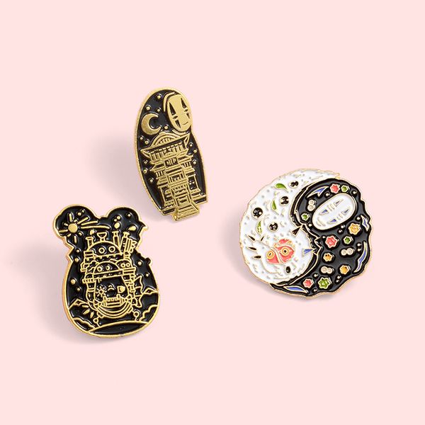 

japanese animation enamel pins tai chi design carved loft brooches badges fashion pin gifts for fans, Gray