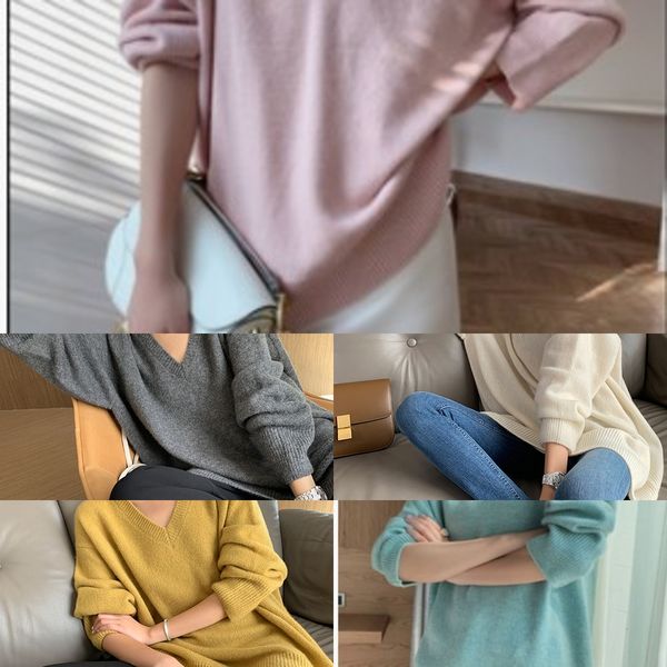 

new cashmere sweater in autumn and winter 2020 high end silk cashmere ther0w lazy casual three-dimensional sweater 8pd1v, White;black