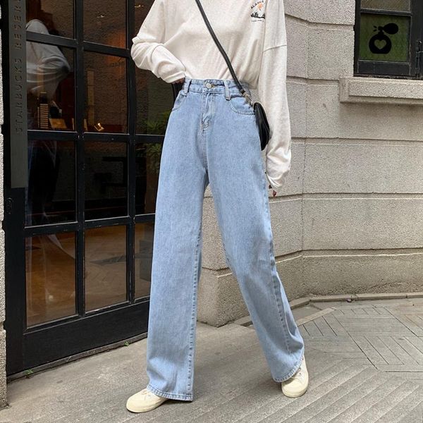

woman jeans high waist clothes wide leg denim clothing blue streetwear vintage quality 2020 fashion harajuku straight pants