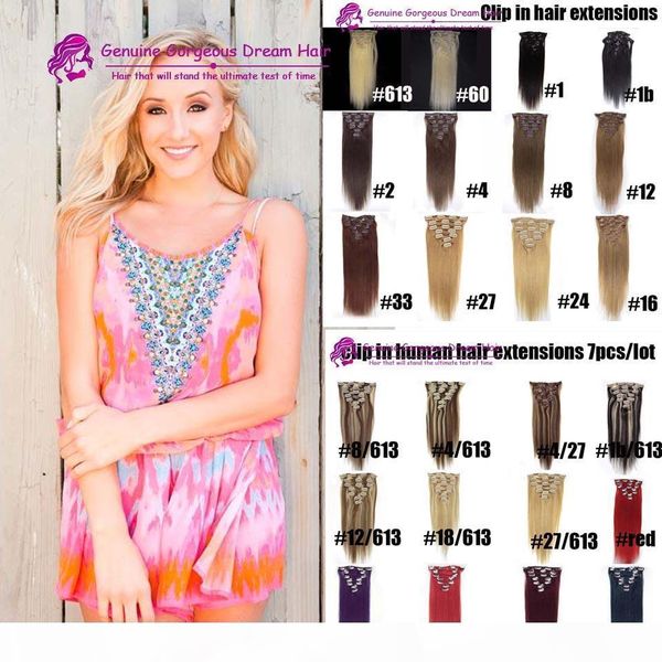 

100% human remy clip-in indian hair extensions layers clip on extension #613 blonde clip in human hair extensions, Black;brown