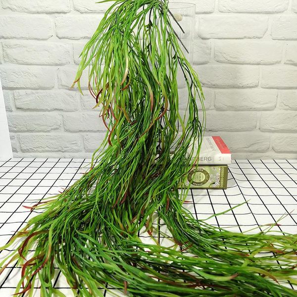 

artificial hanging flat grass rattan fake plastic flow leaves flower home l wedding decorative basket plants