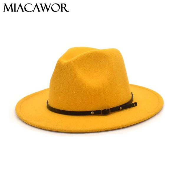 

miacawor autumn winter womens felt hat fedoras hats for women british style vintage hats lady flat brim fedoras f95, Blue;gray
