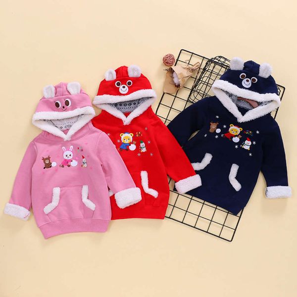 

christmas autumn winter men's and women's treasure snowman cute bear rabbit warm pocket fce hooded sweater children's pullove, Black