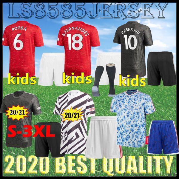 

s-3xl взрослый набор 2020 2021 человек van de beek b. fernandes pogba футбол футбол футбол футбол футбол юнайтед 20 21 третья униформа top t, Black