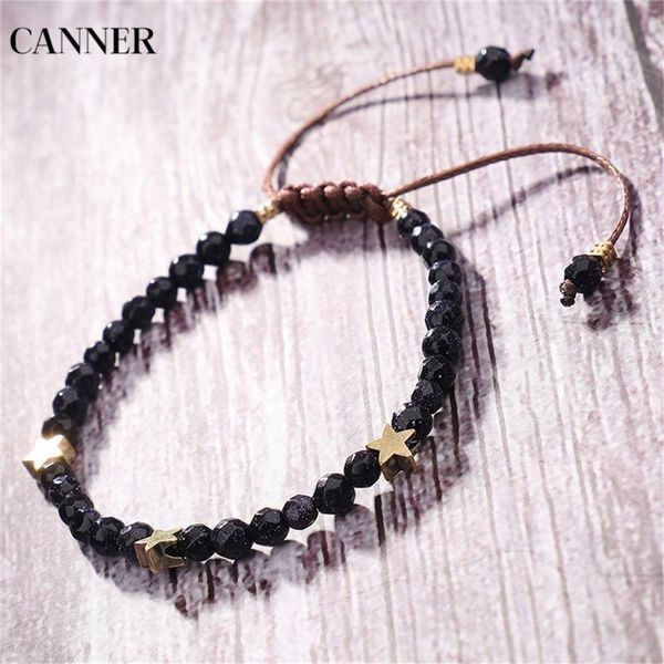 

beaded, strands canner natural stone beads bracelet handmade crystal with star bracelets&bangles adjustable jewelry women, Black