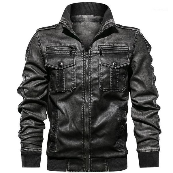 

men's fur & faux men's leather jackets 2021 autumn winter mens turndown collar pu coats male motorcycle outwear brand clothing j6t, Black