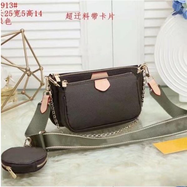 

5-color women's shoulder bag lettered one shoulder messenger bag fashion chain handbag mini wallet 3-piece set, Black;red