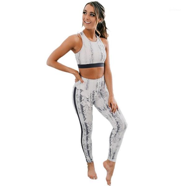 

yoga outfits snake print set seamless 2 piece women sport black and white fitness running bra & pants workout clothes for women1, White;red