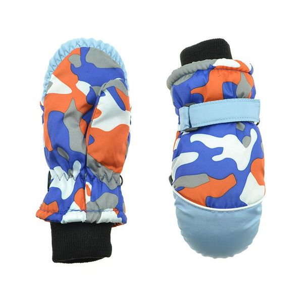 

ski gloves kids boys&girls snowboard glove waterproof windproof for 4-6 age children camouflage winter plus wool warm