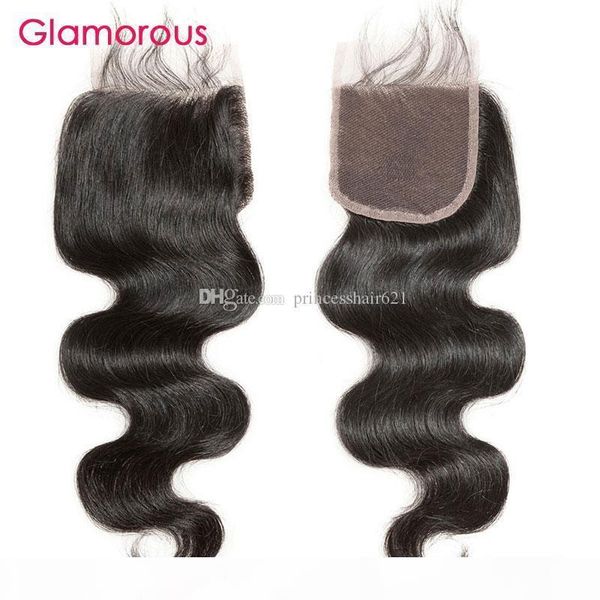 

glamorous virgin remy human hair lace closure malaysian hair piece body wave peruvian indian brazilian human hair lace closures for women, Black;brown