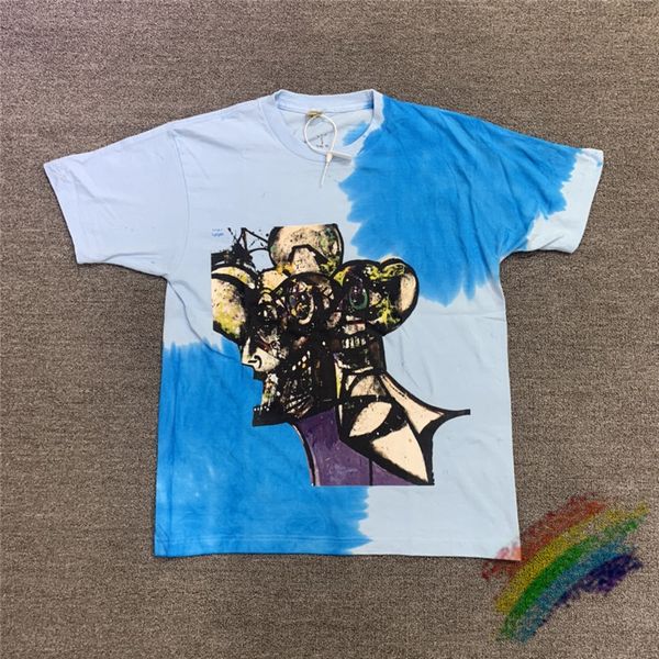 

blue tie-dyed t shirt men women tees summer style t-shirts, White;black