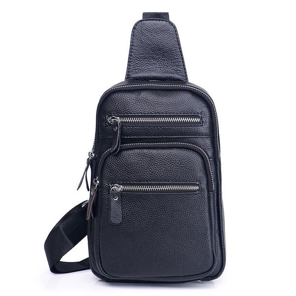 

2020 new men waist packs 100% cow genuine leather casual chest pack boy luxury fashion brand design chest package shoulder bag