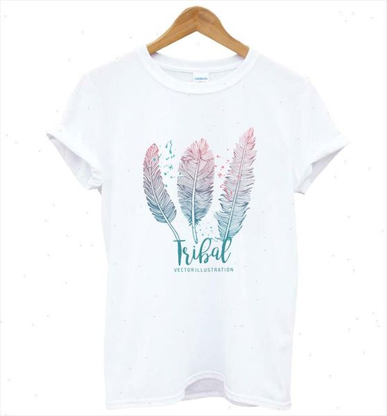 

feather print women tshirt cotton casual funny t shirt lady yong girl tee better quality drop ship kt 10, White