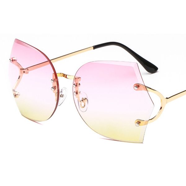 

2020 new fashion frameless trimming sunglasseswomen men trend ocean lens glasses classic retro irregular color sun glasses uv400, White;black