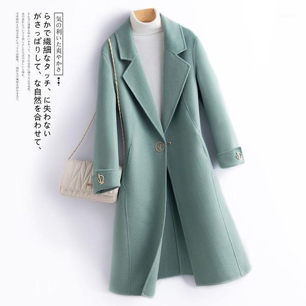 

factory direct sales fall and winter new double-sided woolen coat long woolen coat women's thick hepburn style1, Black