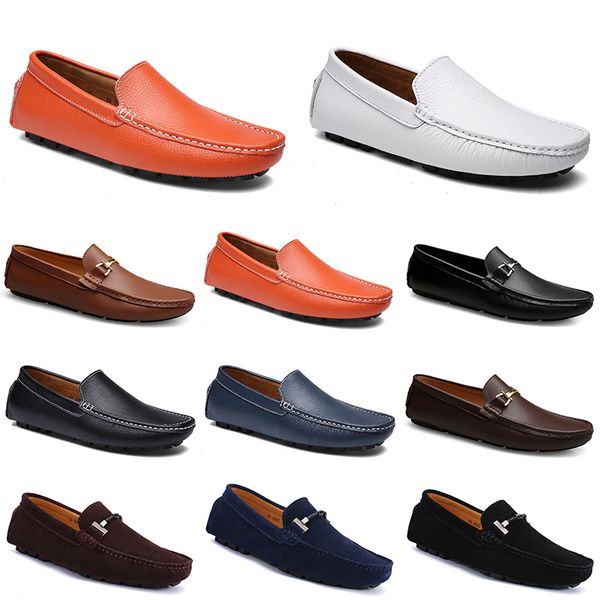 

fashions leathers doudou men casual driving shoes breathable soft sole light tan blacks navys white blue silver yellow grey footwear all-mat, Black