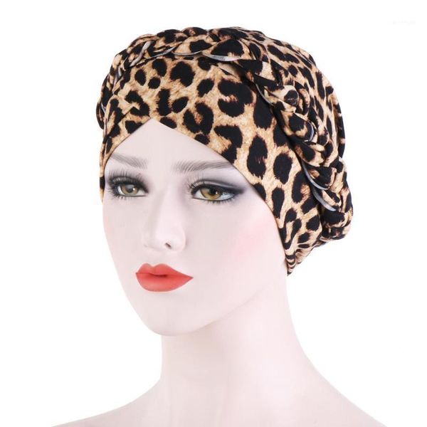 

leopard print muslim women cotton turban hat beanies inner hijab caps femme musulman hijab bonnet turbante cap head wraps1, Red