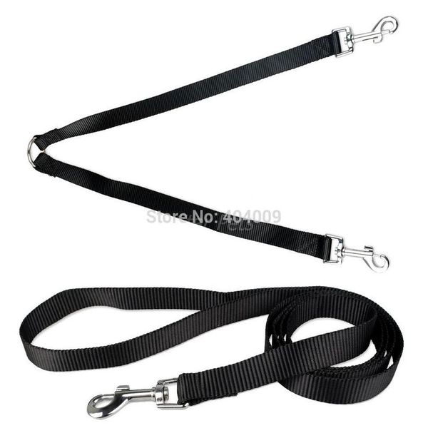 

4 colors 3 sizes 48\"length nylon belt 2 way double dog coupler with walking leash sqccyh