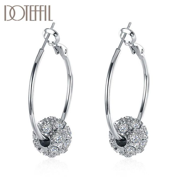 

doteffil 925 sterling silver/rose gold zircon round beads charm earrings for women jewelry fashion wedding party gift