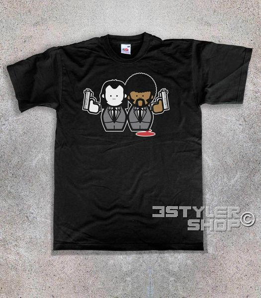 

men's pulp fiction jules vega tarantino samuel l jackson john travolta cartoon men new fashion sport hooded sweatshirt hoodie t shirt