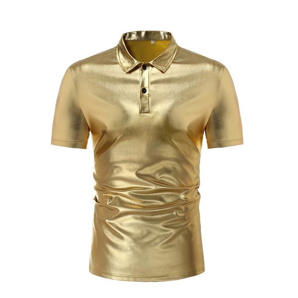 

men shiny gold black silver coating hip hop wedding party short sleeve tshirt fitness men slim fit summer casual t-shirts shirt, White;black