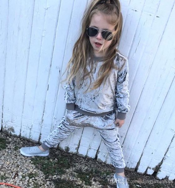 

kids clothes boys girls gold velvet suit spring autumn plus baby child warm sweater pants two sets baby girl designers clothes, White