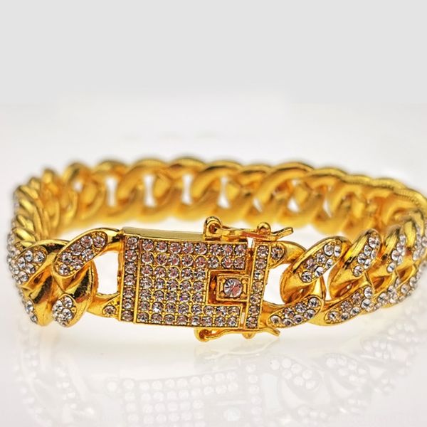 

женская браслет полный cuba цепь хип-хоп тенденция браслет diamonddiamond diamondfull алмаза инкрустированные мужской ювелирных kryad, Golden;silver