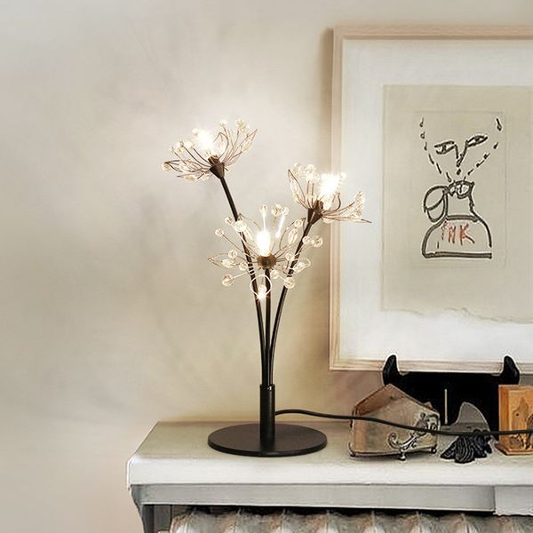 

3 heads crystal flower table lamps modern minimalist led desk lamp creative romantic bedroom bedside lamp