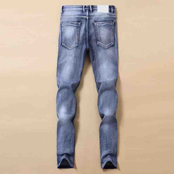 

mens jeans england style men slim jeans trousers casual men retro solid color jean fashion new washed straight pants 6 colors, Blue