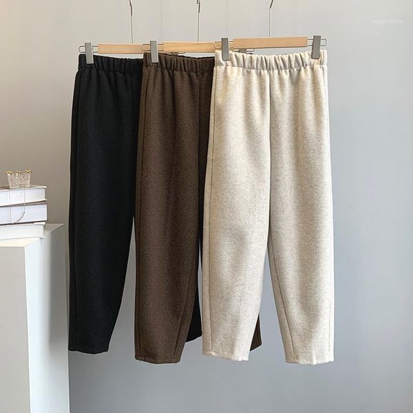 

2020 autumn winter trousers for women nine harun woollen trousers for women nine minutes korean version of high waist loose-fitt1, Black;white