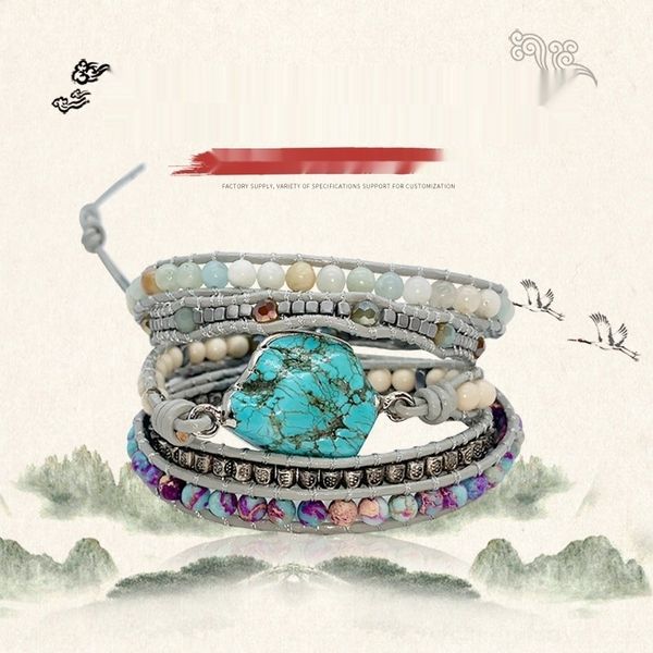 

n2brp new geometric turquoise women's woven braceletbracelet braceletleather string bohemian style new brac women's turquoise hand, Golden;silver