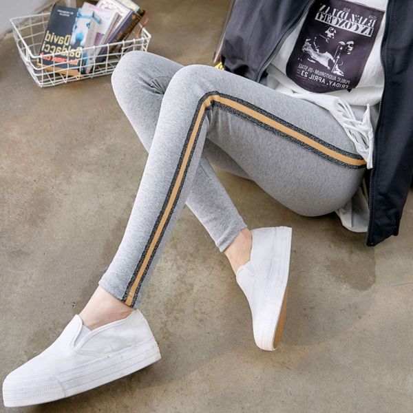 

new side gold silk leggings for women, Black