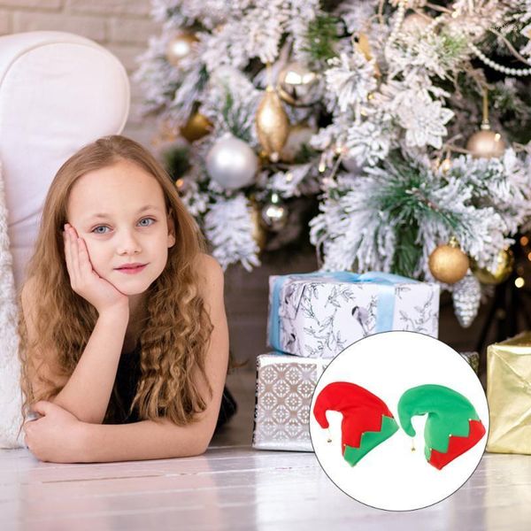 

2pcs flannel bell caps fashionable adorable headwear accessories (red, green)1