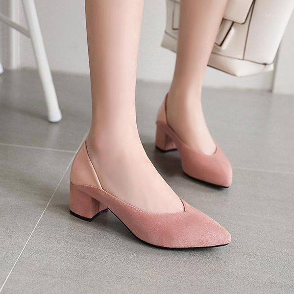 

high heels women's thick heels interview new pointy single shoes women's versatile student vocational work shoes in autumn 20201, Black