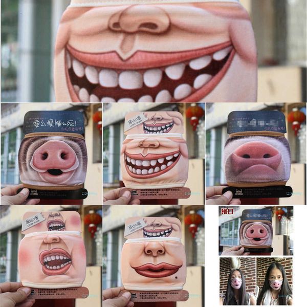 

factoryuaxxnew cotton creative mask face funny printing summer sunproof dustproof cycling big mouth print cover m