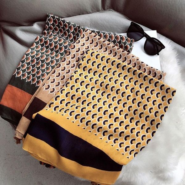 

scarves royalmaybe export diamond retro pattern cotton wool scarf 2021 winter warm female, Blue;gray