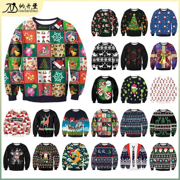 

new and winter pullover autumn sweater s claus elk long sve round neck loose top, Gray