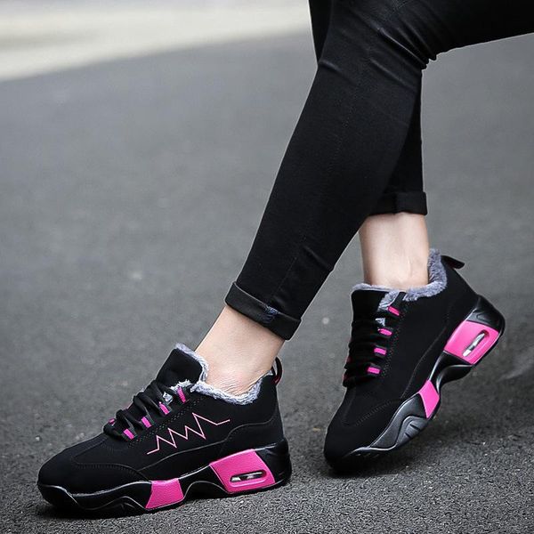 

casual women's sneakers in winter warm plush tennis shoes black platform shoes fashion sneakers for couple women's running