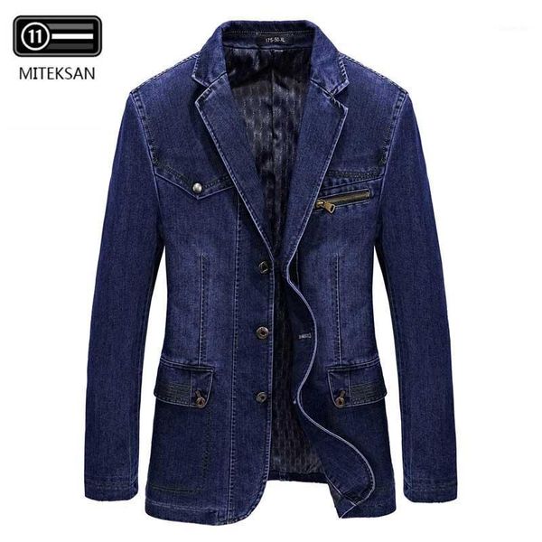 

miteksan denim jacket men long casual single-breasted cotton jacket washed male streetwear windbreaker cowboy coats new1, Black;brown