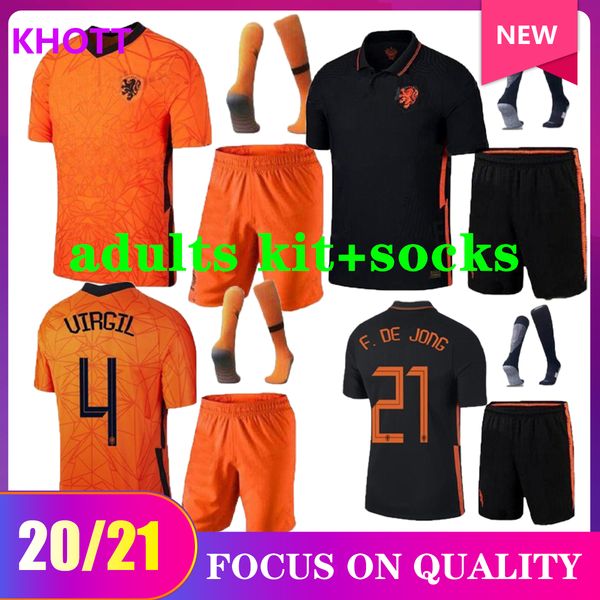 

20 21 нидерланды футбол джерси наборы 2020 2021 de jong wijnaldum holland вирджил строотман memphis домой далеко футбол рубашка комплект обм, Black;yellow
