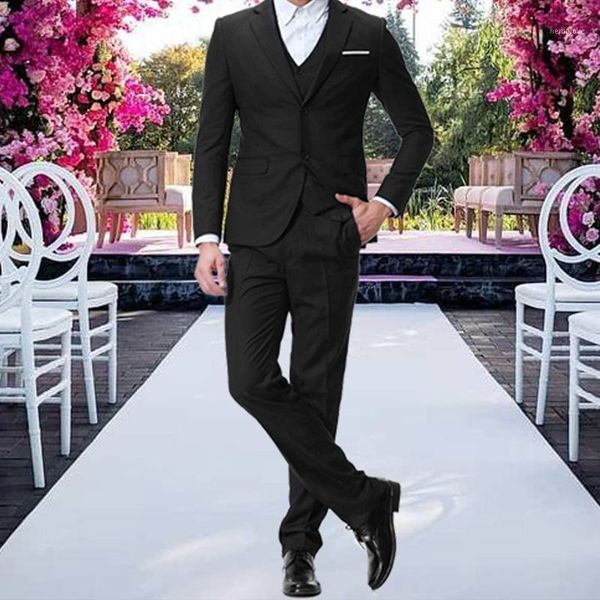 

men's suits fashion slim men's business casual clothing groomsman three-piece suit blazers jacket pants trousers vest1, White;black