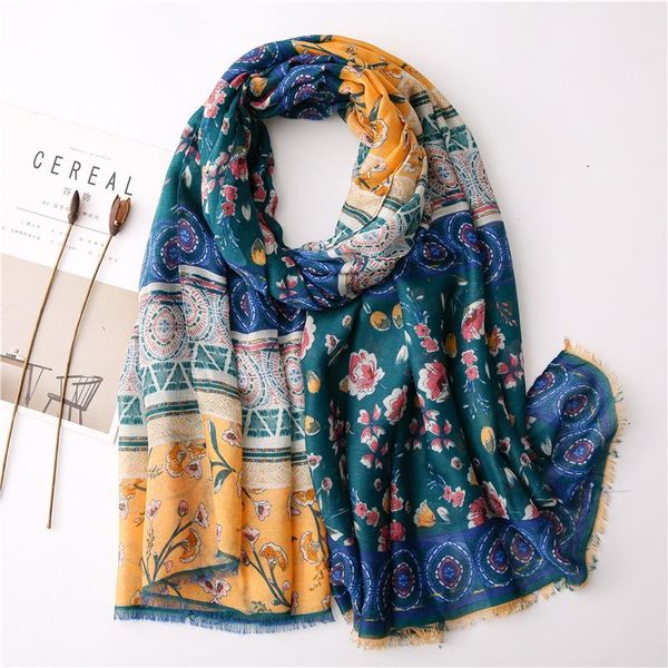 

scarves spring colorful foulard for women scarf design hijab soft large wrap [6669], Blue;gray