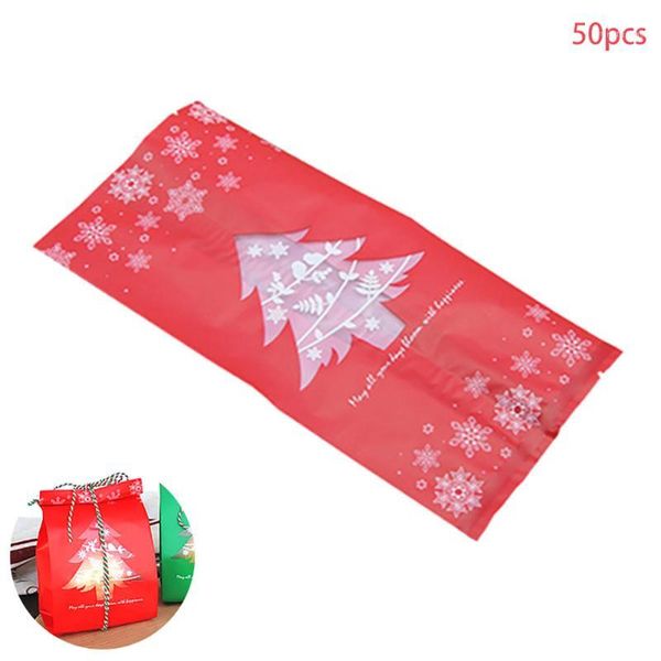 

christmas decorations 50pcs gift bags with tree prints goody xmas candy for party favors(red) red1