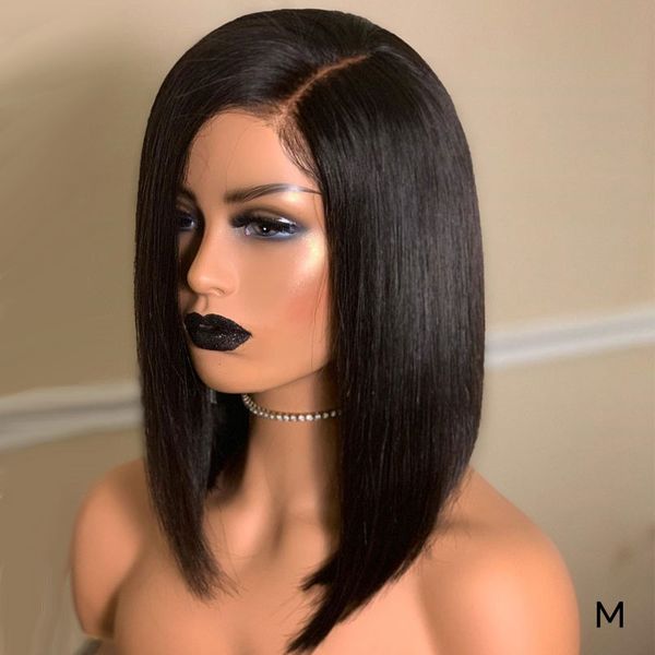 

lx brand synthetic straight wig short bob 4*4lace front silk base wig for women babyhair glueless cosplay wig prepluckedfactory direct, Black