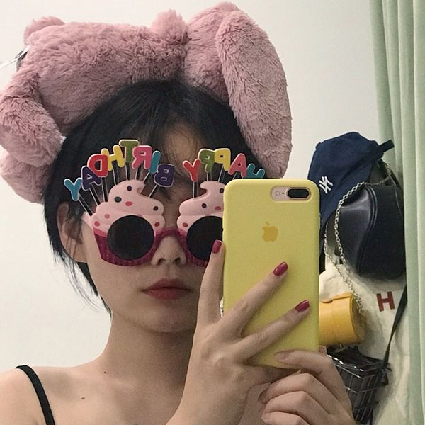 

sunglasses birthday party female cartoon cute spoof hip hop fun prop male flamingo vintage ins punk harajuku, White;black