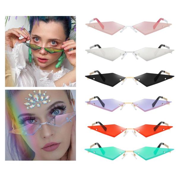 

sunglasses women's punk rock cat eye rimless sun glasses party club eyewear, White;black