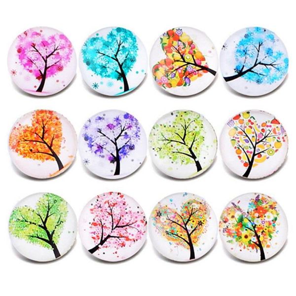 

10pcs/lot new glass snap jewelry tree of life mixed pattern snap buttons fit 18mm/20mm diy snap bracelet buttons jewel jllgkk