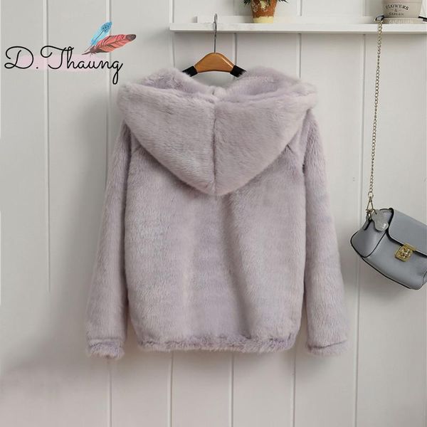 

fake fur coat women 2020 autumn winter new loose thickening female outerwear hooded warm ladies fur coat cw6001, Black