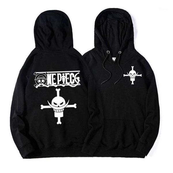 

one piece hoodie pullover harajuku sweatshirt men hooded fleece ladies cotton streetwear anime print winter clothing1, Black