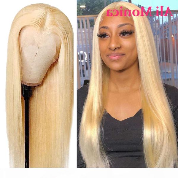 

honey human hair front wigs brazilian long 13x1 bob lace frontal straight 613 blonde 4x4 closure wig, Black;brown